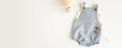 Organic cotton baby bodysuits and rompers collection featuring snap closures and soft designs