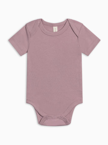 Short Sleeve Bodysuit - Fog Baby : One Pieces : Bodysuits : Short Sleeves Kendi Organic Cotton Baby Short Sleeve Bodysuit