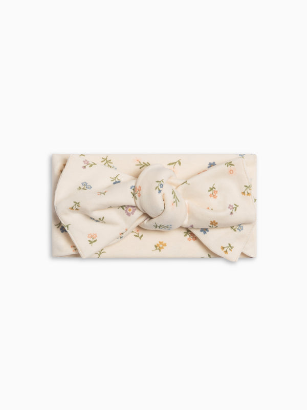 Hattie Bow Wrap - Petaline Floral / Fog + Fern Baby : Accessories : Bows : Headbands Kendi Hattie Bow Wrap - Petaline Floral / Fog | Colored Organics®
