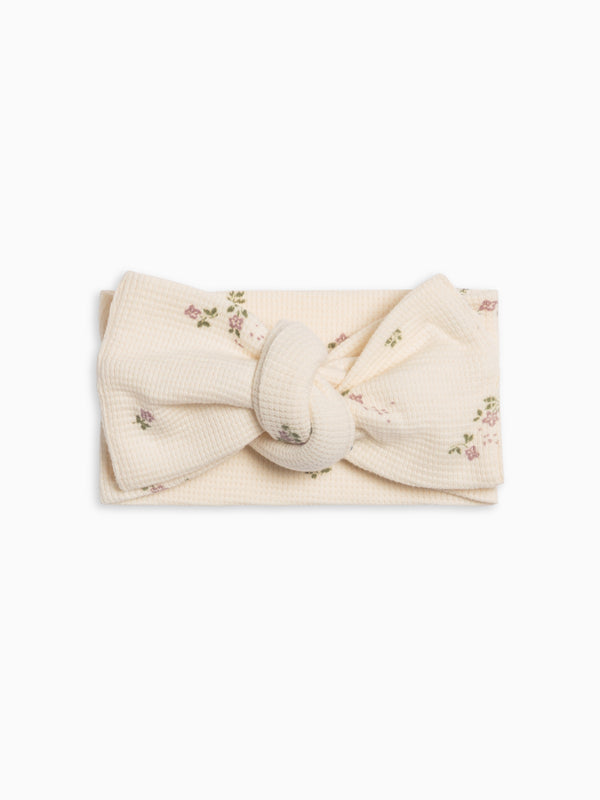Waffle Bow Wrap - Sylva Floral / Fog + Fern Baby : Accessories : Bows : Headbands Kendi Waffle Bow Wrap - Sylva Floral / Fog + | Colored Organics®