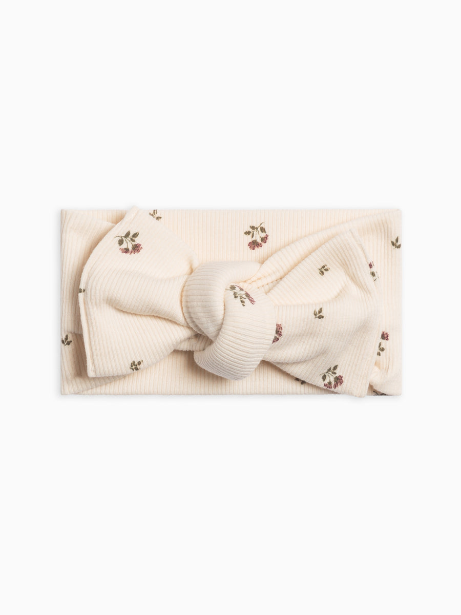 Ribbed Bow Wrap Baby : Accessories : Bows : Headbands Kendi Organic Cotton Baby Ribbed Bow Wrap