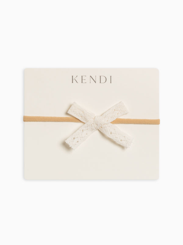 Lace Schoolgirl Bow Baby : Accessories : Bows : Headbands Kendi Organic Cotton Baby Lace Schoolgirl Bow