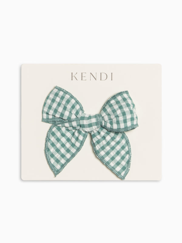 Seersucker Bow Clip - Laguna Gingham Baby-Kids : Accessories : Bows : Clips KENDI by Colored Organics Seersucker Bow Clip - Laguna Gingham | Colored Organics®