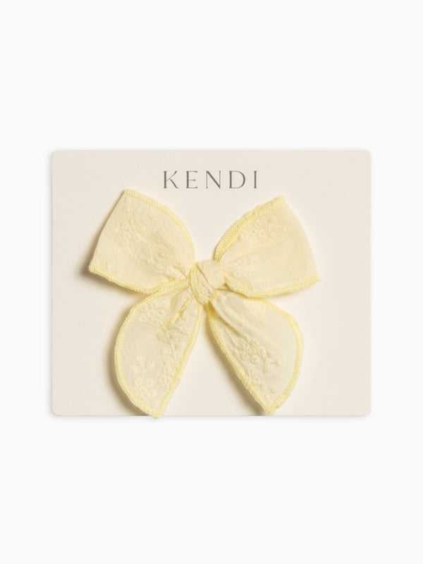 Eyelet Bow Clip - Ribbed Collection Baby-Kids : Accessories : Bows : Clips Kendi Organic Cotton Baby and Kids Eyelet Bow Clip