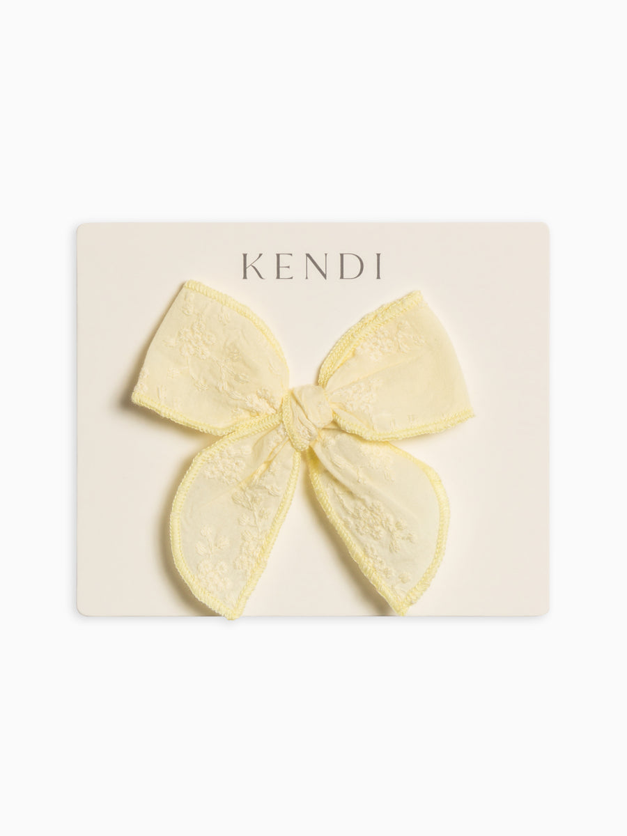 Eyelet Bow Clip - Ribbed Collection Baby-Kids : Accessories : Bows : Clips Kendi Organic Cotton Baby and Kids Eyelet Bow Clip