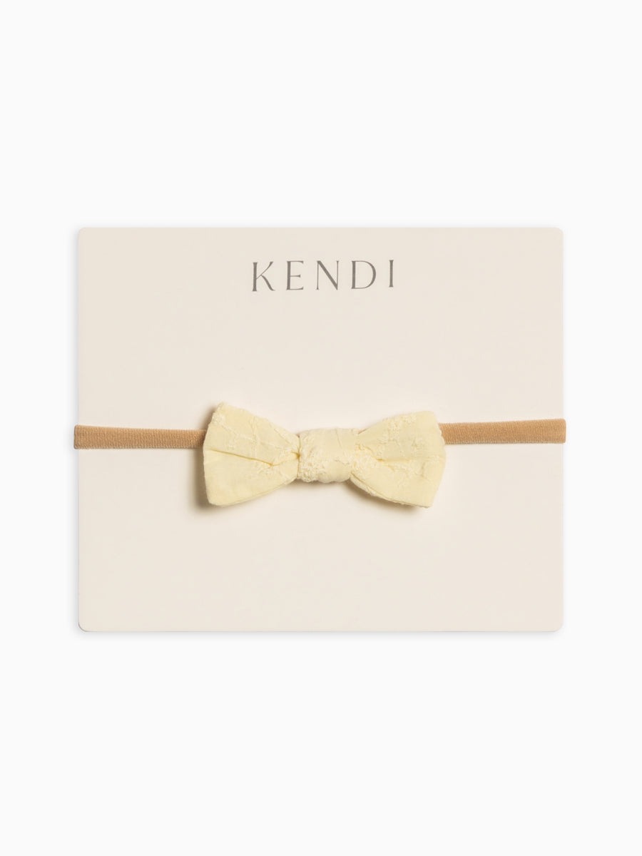 Eyelet Dainty Bow - Ribbed Collection Baby : Accessories : Bows : Headbands Kendi Organic Cotton Baby Eyelet Dainty Bow