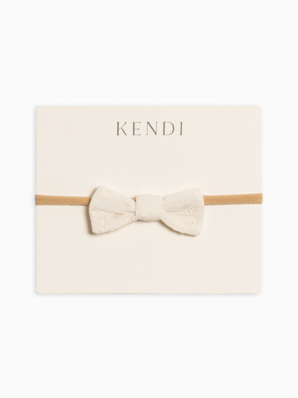 Eyelet Dainty Bow - Ribbed Collection Baby : Accessories : Bows : Headbands Kendi Organic Cotton Baby Eyelet Dainty Bow