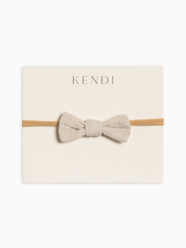Eyelet Dainty Bow - Ribbed Collection Baby : Accessories : Bows : Headbands Kendi Organic Cotton Baby Eyelet Dainty Bow