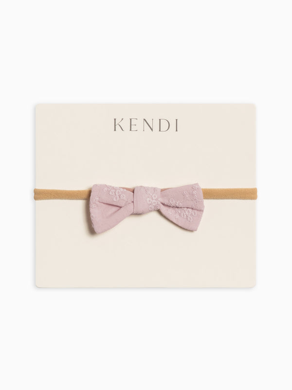 Eyelet Dainty Bow - Ribbed Collection Baby : Accessories : Bows : Headbands Kendi Organic Cotton Baby Eyelet Dainty Bow