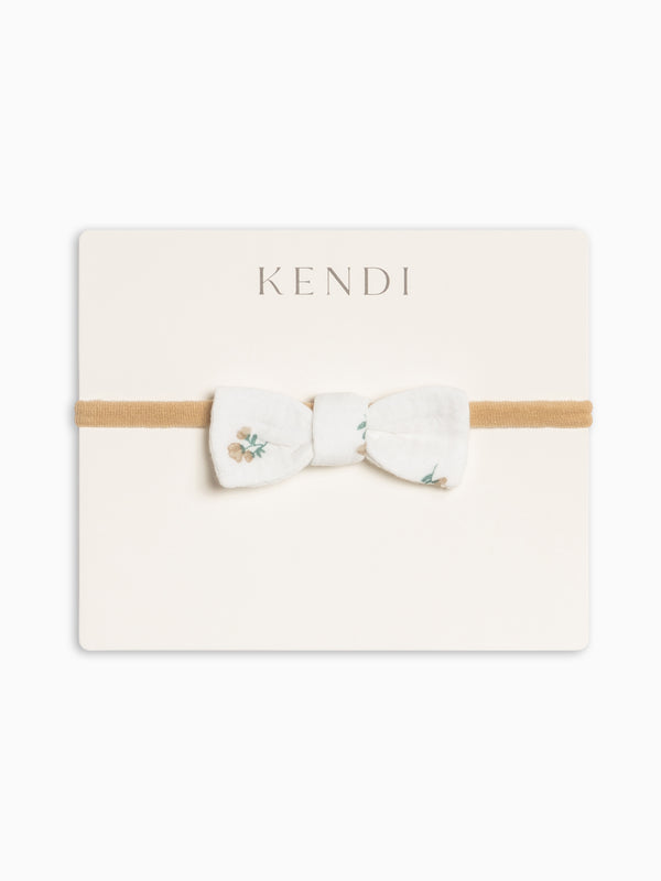 Muslin Dainty Bow - Palmer Floral / Dune + Laguna Baby : Accessories : Bows : Headbands KENDI by Colored Organics Muslin Dainty Bow - Palmer Floral / | Colored Organics®