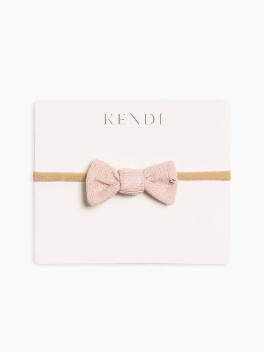 Brushed Back Pointelle Dainty Bow Baby : Accessories : Bows : Headbands Kendi Organic Cotton Baby and Kids Pointelle Dainty Bow