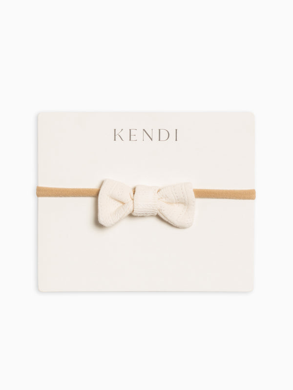 Brushed Back Pointelle Dainty Bow Baby : Accessories : Bows : Headbands Kendi Organic Cotton Baby and Kids Pointelle Dainty Bow