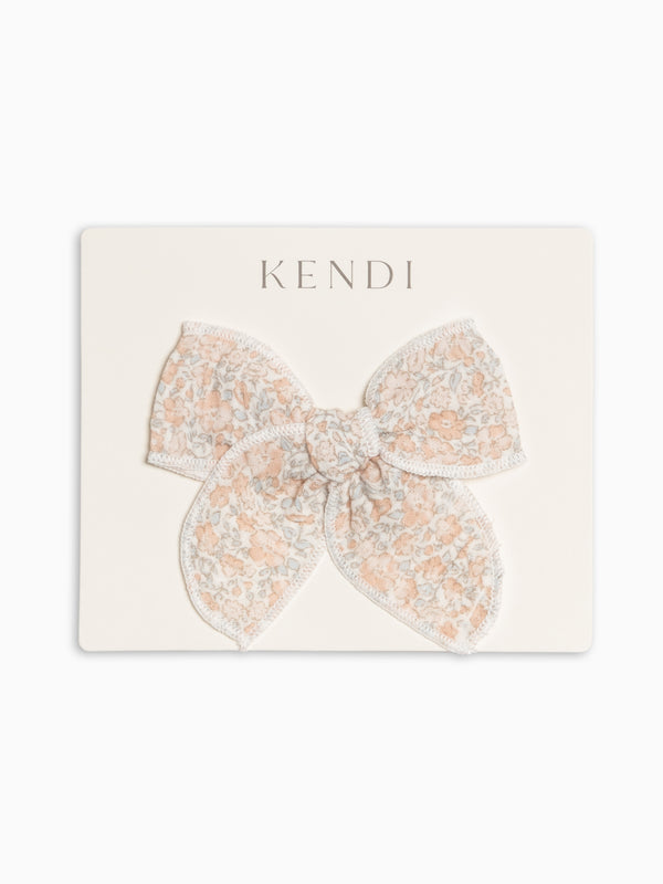 Muslin Bow Clip - Belmont Floral / Shell + Powder