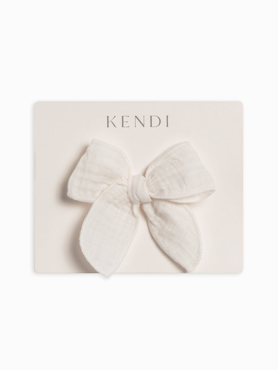 Muslin Bow Clip Baby-Kids : Accessories : Bows : Clips Kendi Organic Cotton Baby and Kids Muslin Bow Clip