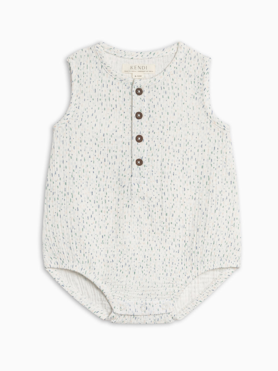 Bowie Muslin Bubble Romper - Golf