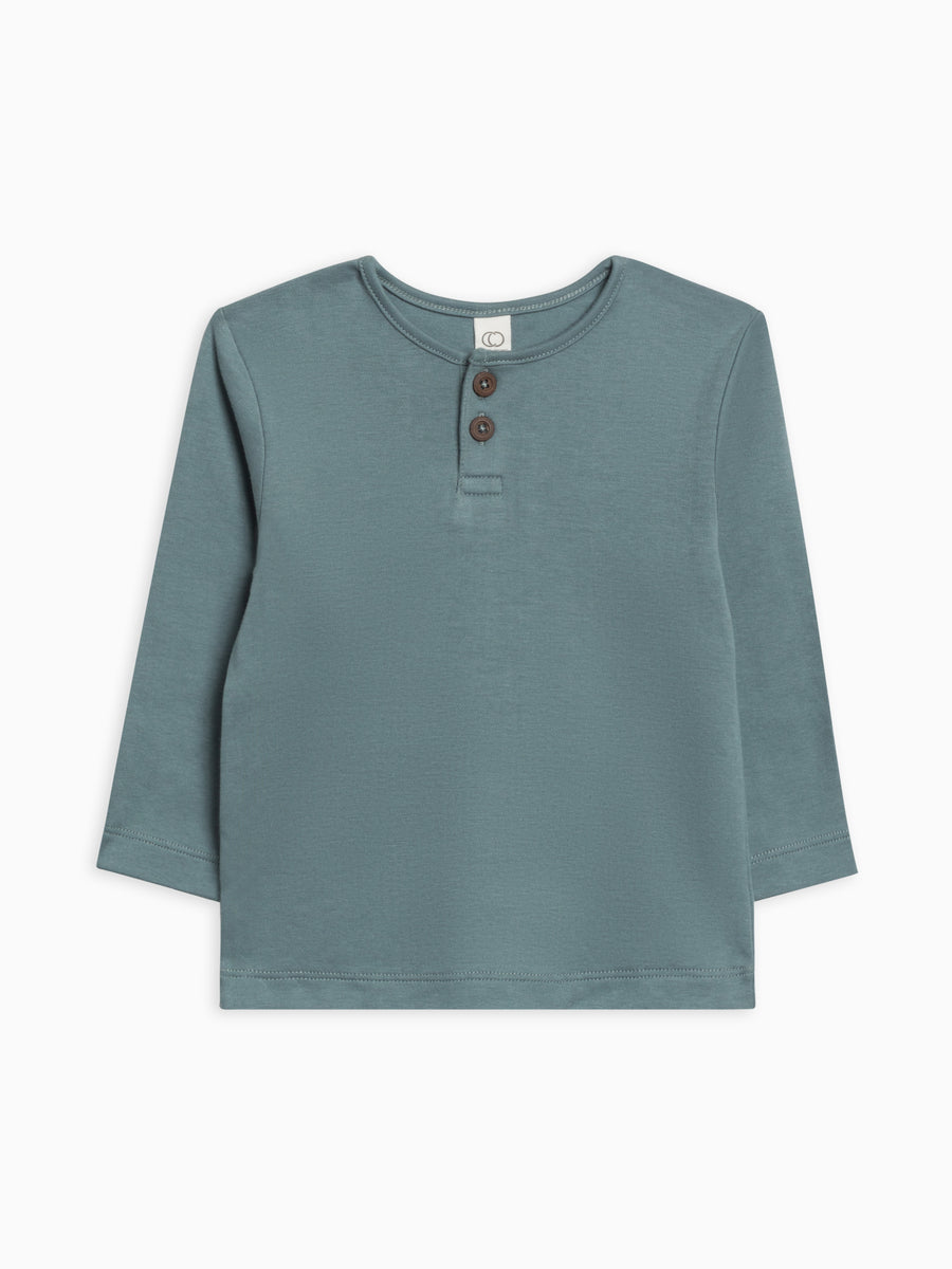 Reef Long Sleeve Henley Sale : Baby : Tops : Tees : Long Sleeves Colored Organics Organic Cotton Baby and Kids Reef Long Sleeve Henley
