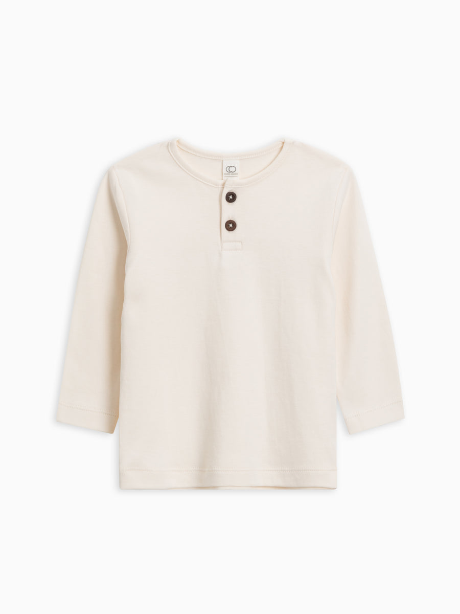 PRE ORDER Reef Long Sleeve Henley - Ivory Baby-Kids : Tops : Tees : Long Sleeves KENDI by Colored Organics Reef Long Sleeve Henley for Baby + Kids | Colored Organics®