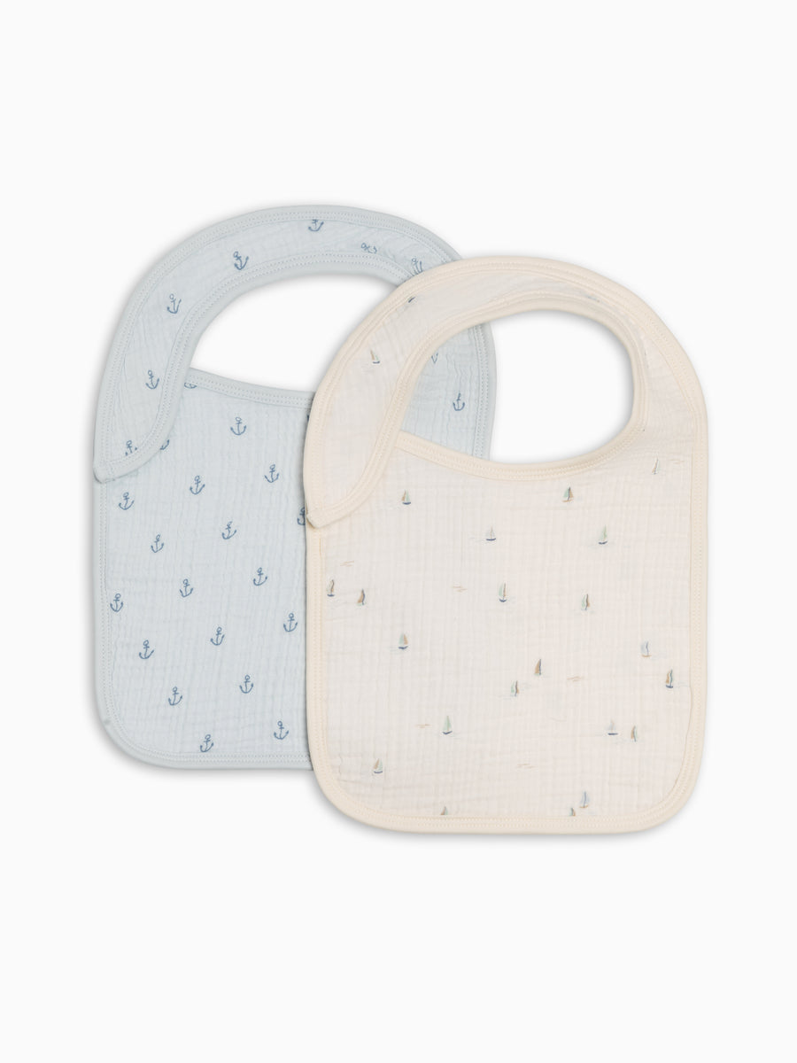 2-Pack Muslin Bibs - Marina + Anchor