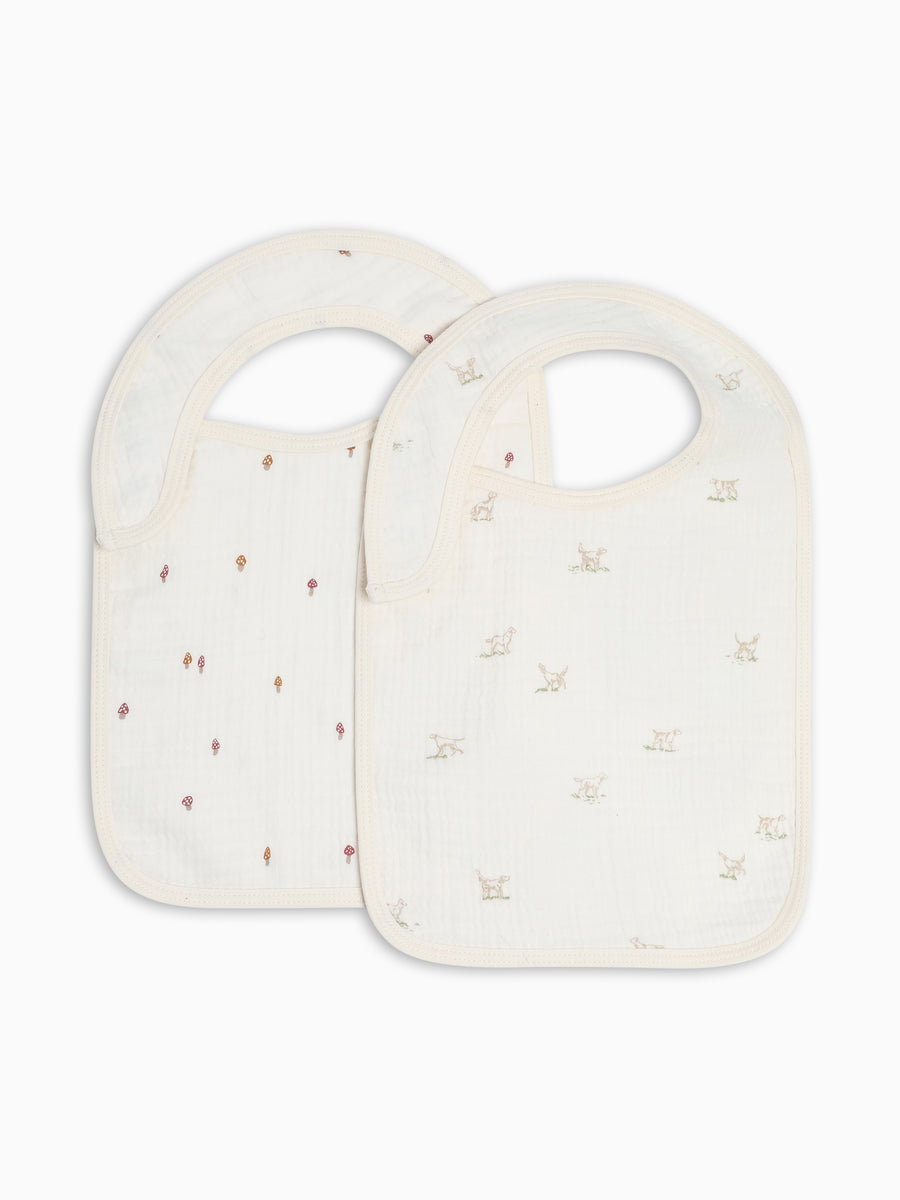 2 Pack Muslin Bibs - Woodford