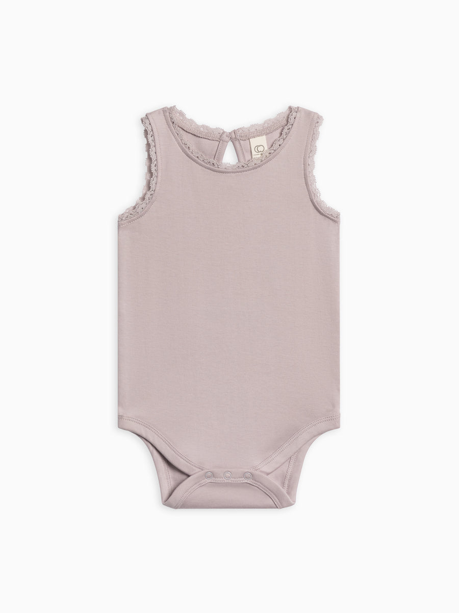 Luna Lace Tank Bodysuit Baby : One Pieces : Bodysuits : Tanks Colored Organics Organic Cotton Baby Luna Lace Tank Bodysuit