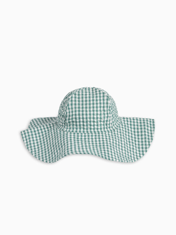 Seersucker Sun Hat - Laguna Gingham Sale : Baby-Kids : Accessories : Hats KENDI by Colored Organics Organic Cotton Baby and Kids Seersucker Sun Hat