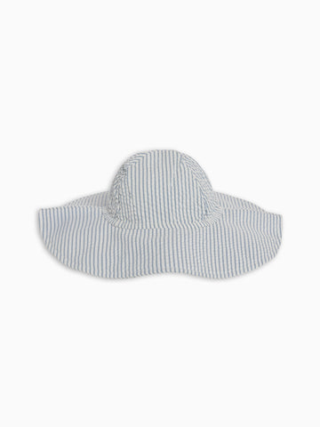 Seersucker Sun Hat - Shore Stripe / Sea Baby-Kids : Accessories : Hats KENDI by Colored Organics Seersucker Sun Hat - Shore Stripe / Sea | Colored Organics®