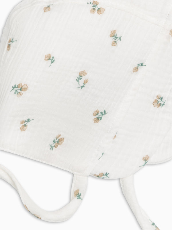 Muslin Bonnet - Palmer Floral / Dune + Laguna Baby : Accessories : Hats KENDI by Colored Organics Organic Cotton Baby Muslin Bonnet