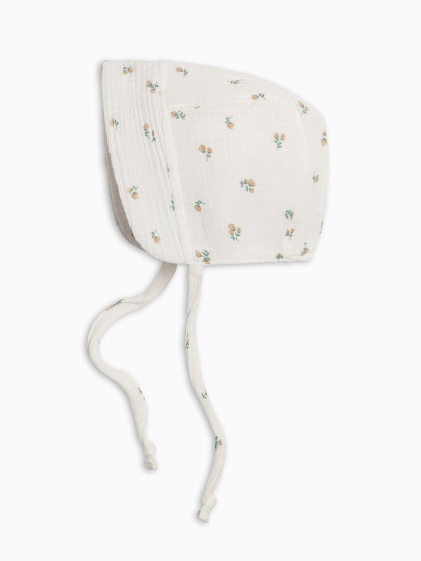 Muslin Bonnet - Palmer Floral / Dune + Laguna Baby : Accessories : Hats KENDI by Colored Organics Organic Cotton Baby Muslin Bonnet
