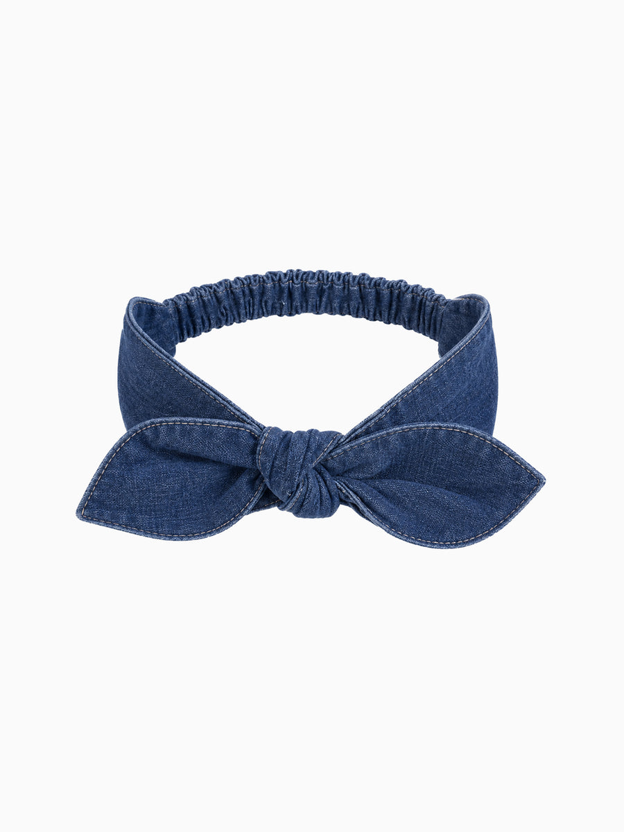 PRE ORDER Chambray Bow Headband - AW26 Chambray Baby : Accessories : Bows : Headbands KENDI by Colored Organics Chambray Bow Headband for Baby | Colored Organics®
