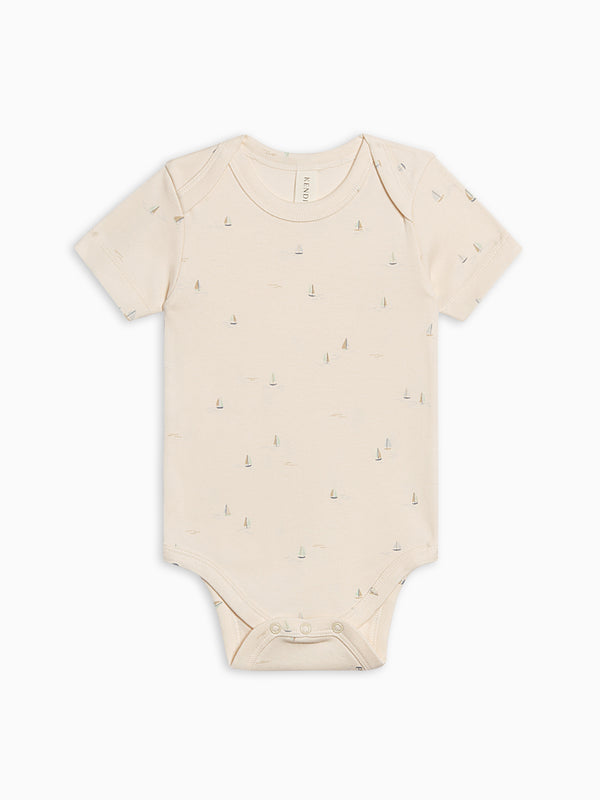 Afton Bodysuit - Marina / Sea + Dune Baby : One Pieces : Bodysuits : Short Sleeves KENDI by Colored Organics Afton Bodysuit - Marina / Sea + Dune | Colored Organics®