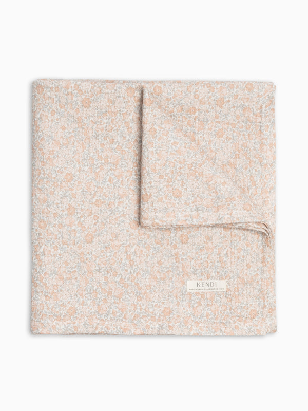 Muslin Swaddle Blanket - Belmont Floral / Shell + Powder