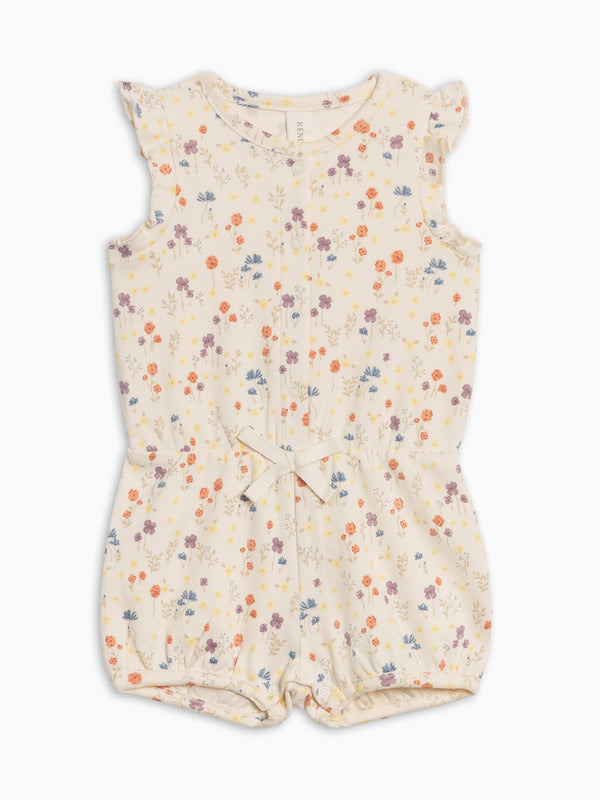 Amelia Romper - Margot Floral / Barn + Sea Baby : One Pieces : Rompers : Short Sleeves Kendi PRE ORDER Amelia Romper - Margot Floral | Colored Organics®