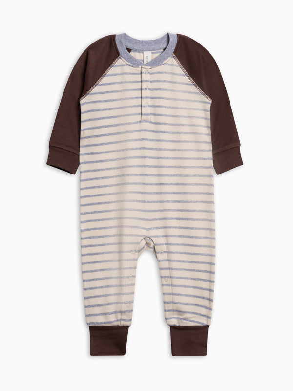 Brix Henley Romper - Bob Stripe