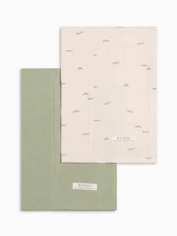 2-Pack Burp Cloths - Mint + Caterpillar