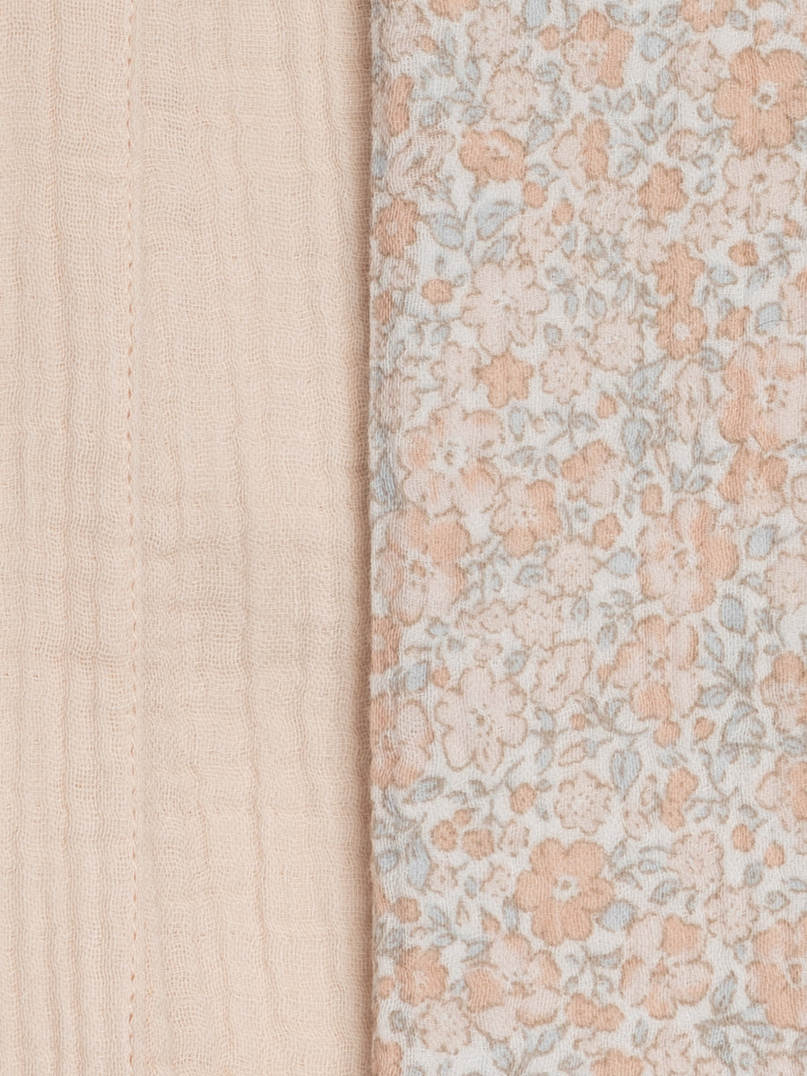 2-Pack Muslin Burp Cloths - Belmont Floral + Shell