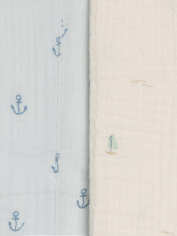 2-Pack Muslin Burp Cloths - Marina + Anchor