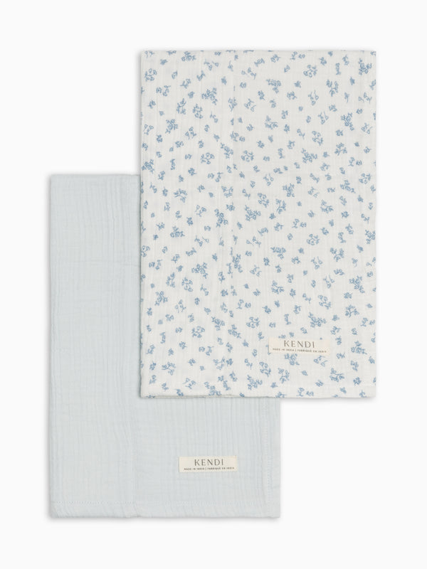 2-Pack Muslin Burp Cloths - Rosebay Floral + Powder