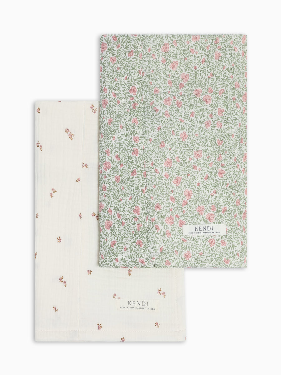 2 Pack Muslin Burp Cloths - Woodford