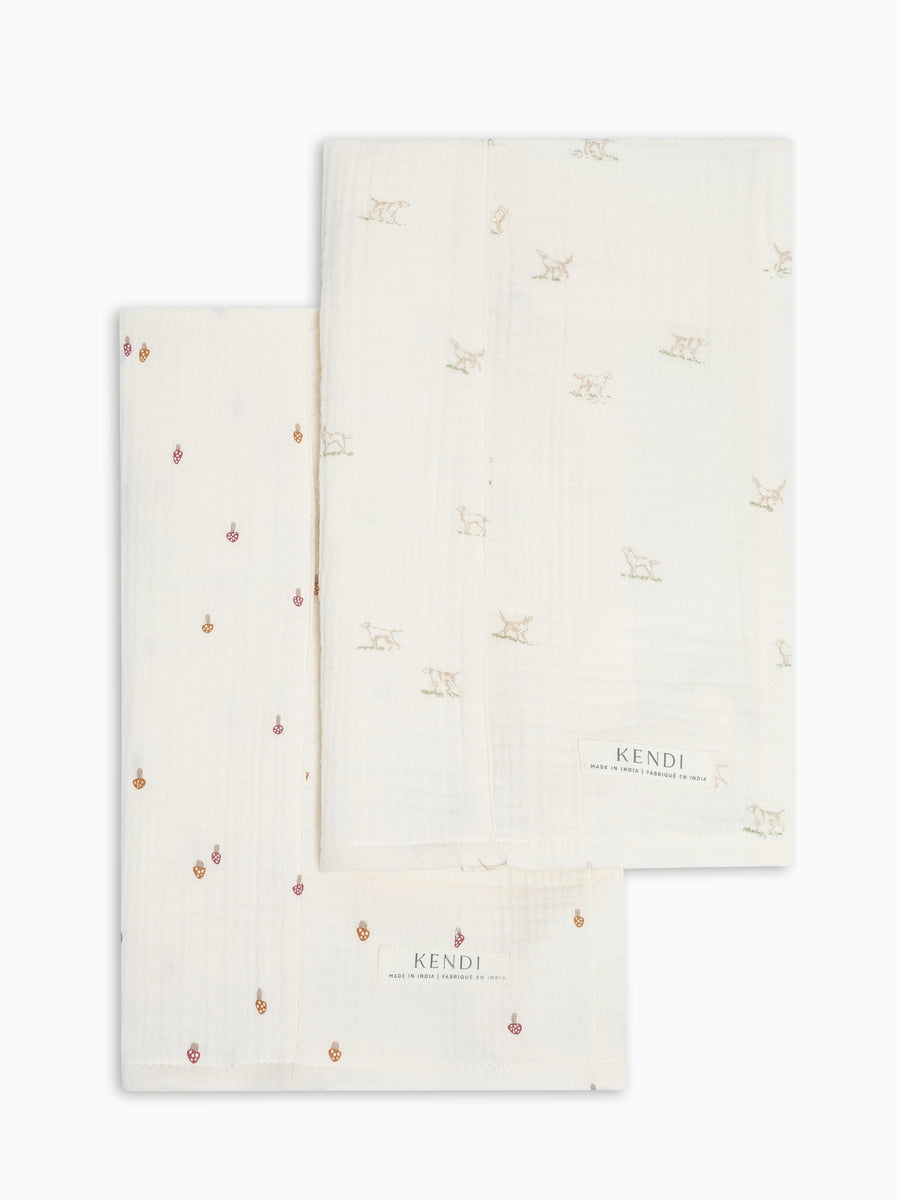 2 Pack Muslin Burp Cloths - Woodford