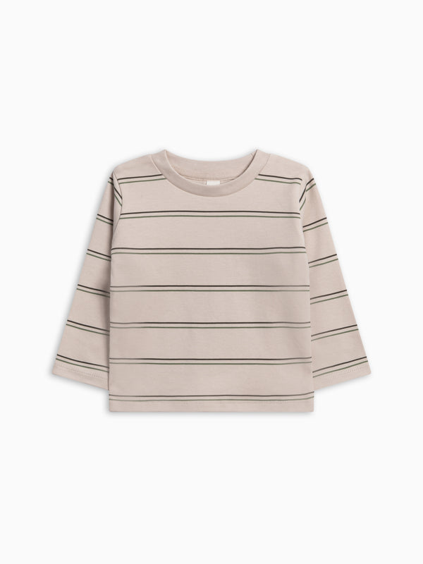 Turk Long Sleeve Crew - Oak Stripe Baby-Kids : Tops : Tees : Long Sleeves KENDI by Colored Organics Turk Long Sleeve Crew for Baby + Kids | Colored Organics®