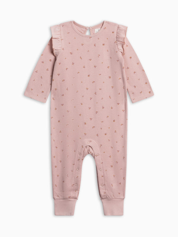 Mila Waffle Knit Flutter Sleeve Romper - Tilda Floral