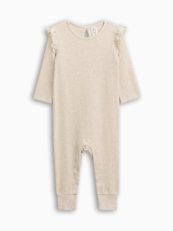 Mila Waffle Knit Flutter Sleeve Romper Sale : Baby : One Pieces : Rompers : Long Sleeves Kendi Mila Waffle Knit Flutter Sleeve Romper | Colored Organics®