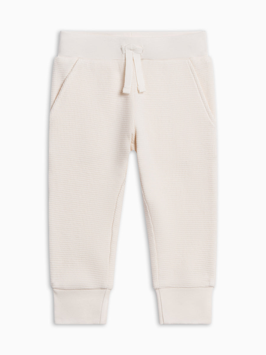 PRE ORDER Nelson Waffle Knit Jogger - Ivory Baby-Kids : Bottoms : Joggers KENDI by Colored Organics Nelson Waffle Knit Jogger for Baby + | Colored Organics®