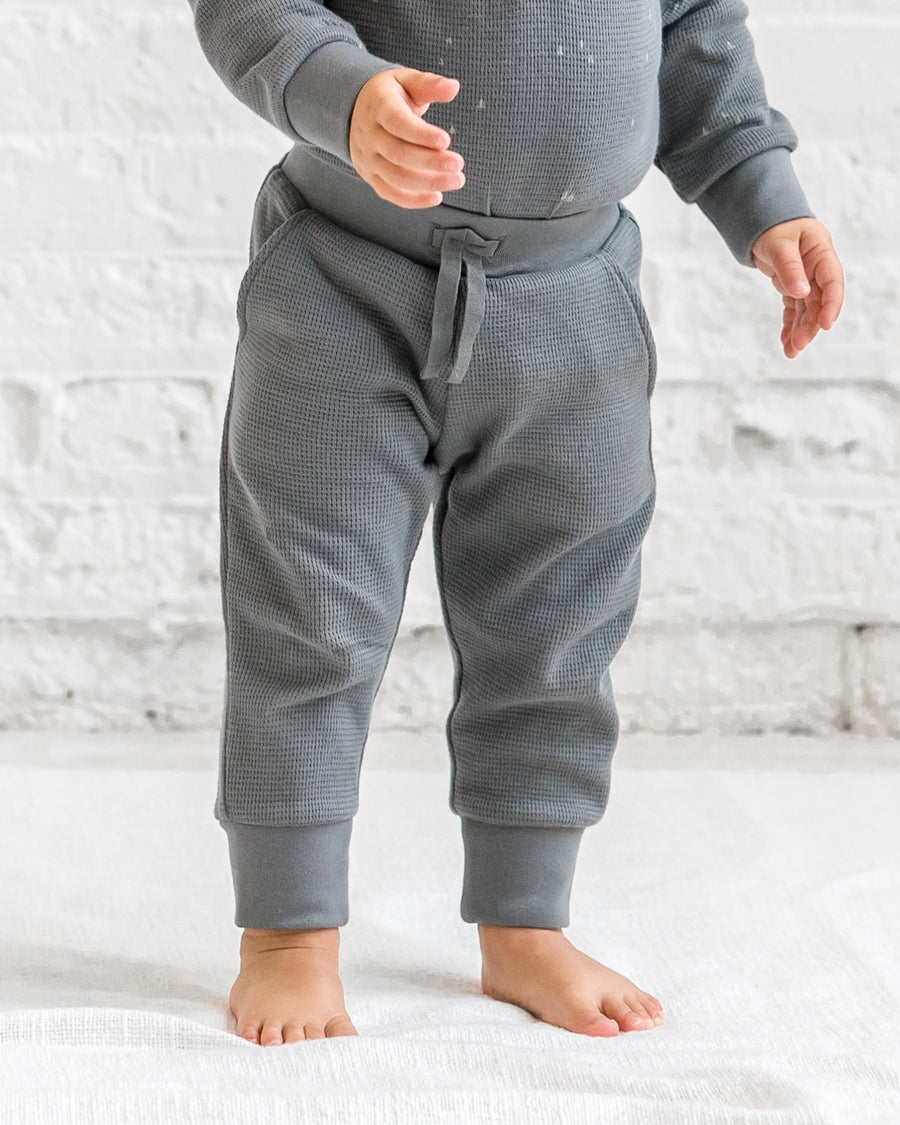 Nelson Waffle Knit Jogger Sale : Baby-Kids : Bottoms : Joggers Kendi Organic Cotton Baby and Kids Nelson Waffle Knit Jogger