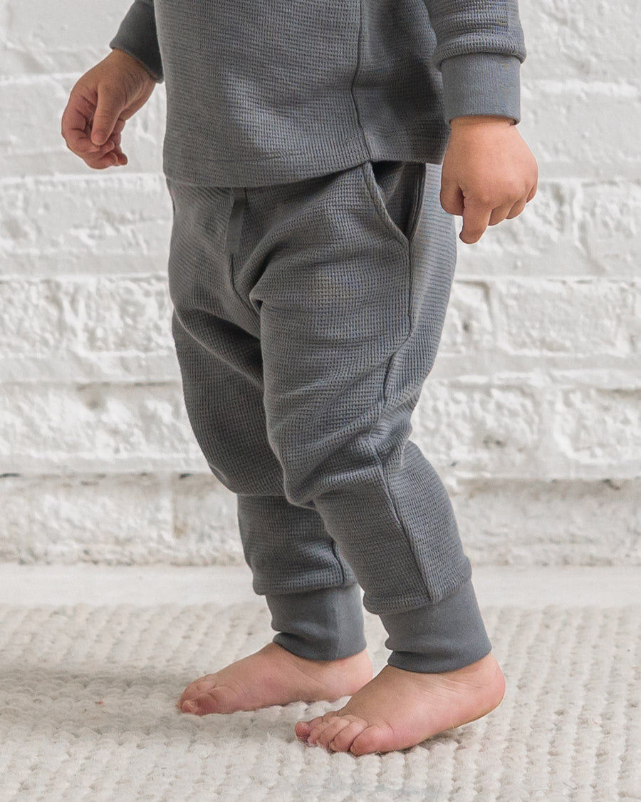 Nelson Waffle Knit Jogger Sale : Baby-Kids : Bottoms : Joggers Kendi Organic Cotton Baby and Kids Nelson Waffle Knit Jogger