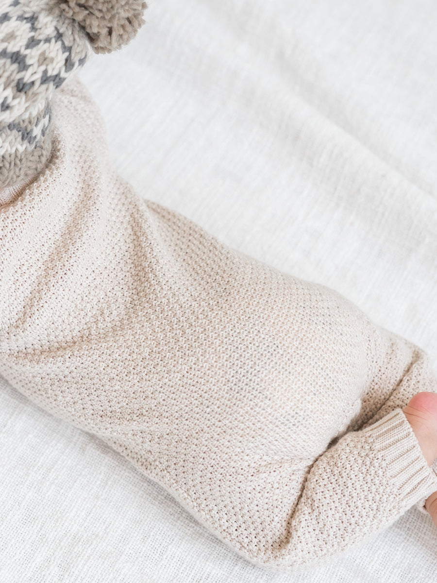 Casey Seed Stitch Sweater Knit Kimono Romper Sale : Baby : One Pieces : Rompers : Long Sleeves Kendi Organic Cotton Baby Casey Seed Stitch Sweater Knit Kimono Romper