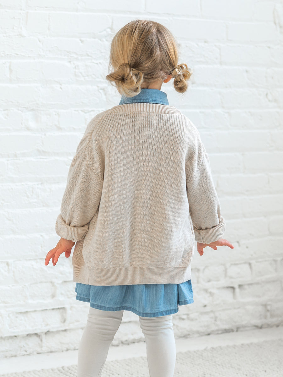 Ellis Sweater Knit Cardigan Baby-Kids : Tops : Cardigan : Sweaters : Long Sleeves Kendi Organic Cotton Baby and Kids Ellis Sweater Knit Cardigan