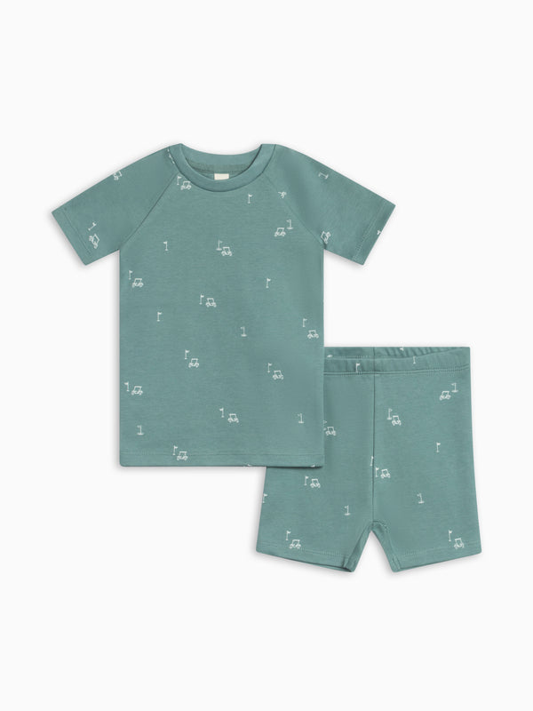 2-Piece Short Sleeve Jammie Set - Fairway / Laguna + Powder