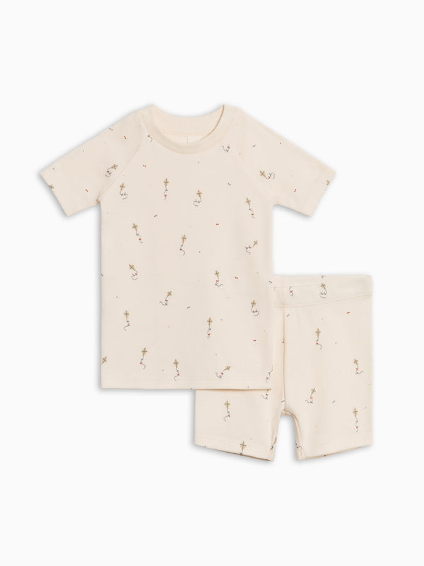 2-Piece Short Sleeve Jammie Set - Kite / Dune + Barn