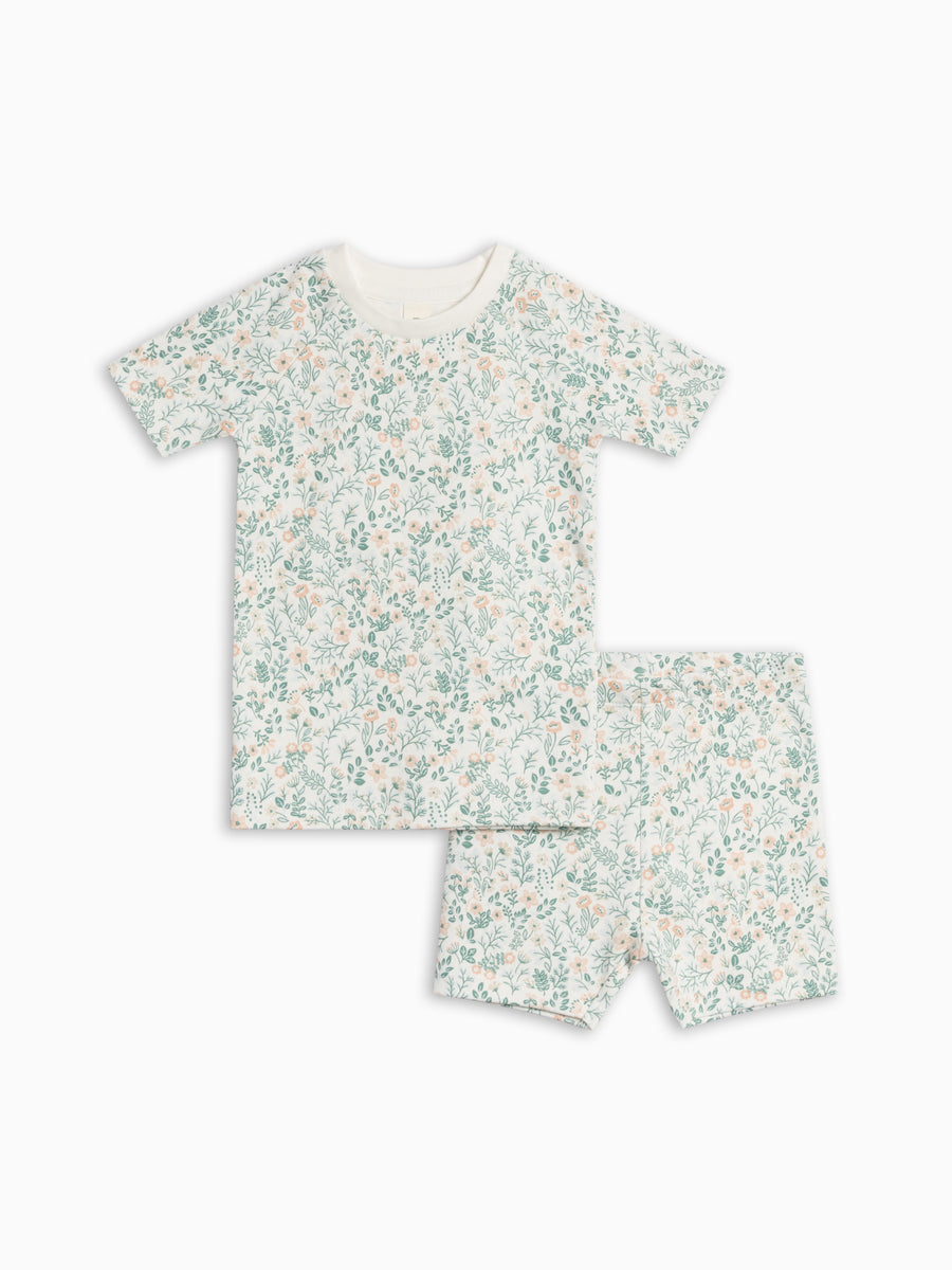 2-Piece Short Sleeve Jammie Set - Merion Floral / Laguna + Shell